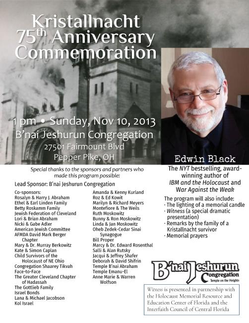 American Eugenics for B'nai Jeshurun's Kristallnacht Commemoration
